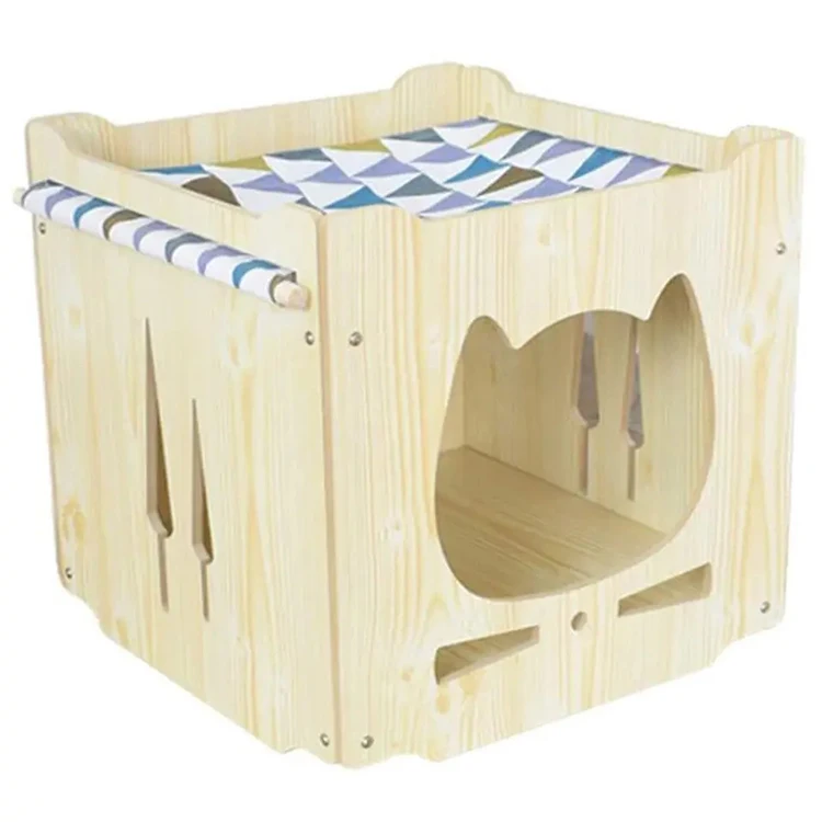 Simple Assembly Double Layer Easy To Clean Modular Wooden Cat Cage Indoor Cat Box House Casual Wooden Cat Game House Pet Kennel