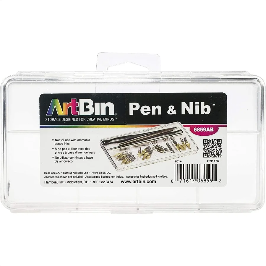 

6859AB Pen and Nib Box Art Calligraphy Organizer [1] Plastic Storage Box Clear