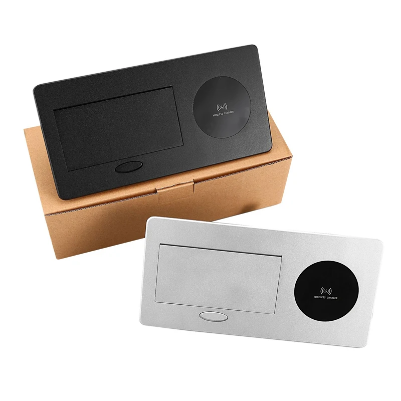 UK FR EU Combination Socket DIY Desktop Power Data Socket Pop up Hidden Table Socket With Wireless Charger USB Type-C Port