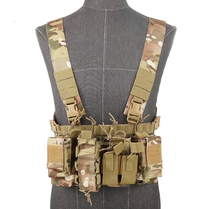 Tactical Chest Rig Vest with 5.56/7.62 Magazine Pouch Holder 1000D Laser-Cut Multifunctional Adjustable Tactical Outdoor Vest