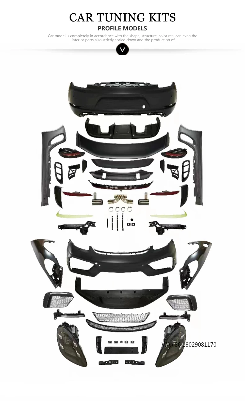 

For 2012-2016 Boxster 981 Upgraded 718 Front Bumper Headlights Body Kit Rear Bumper Taillights Spoiler