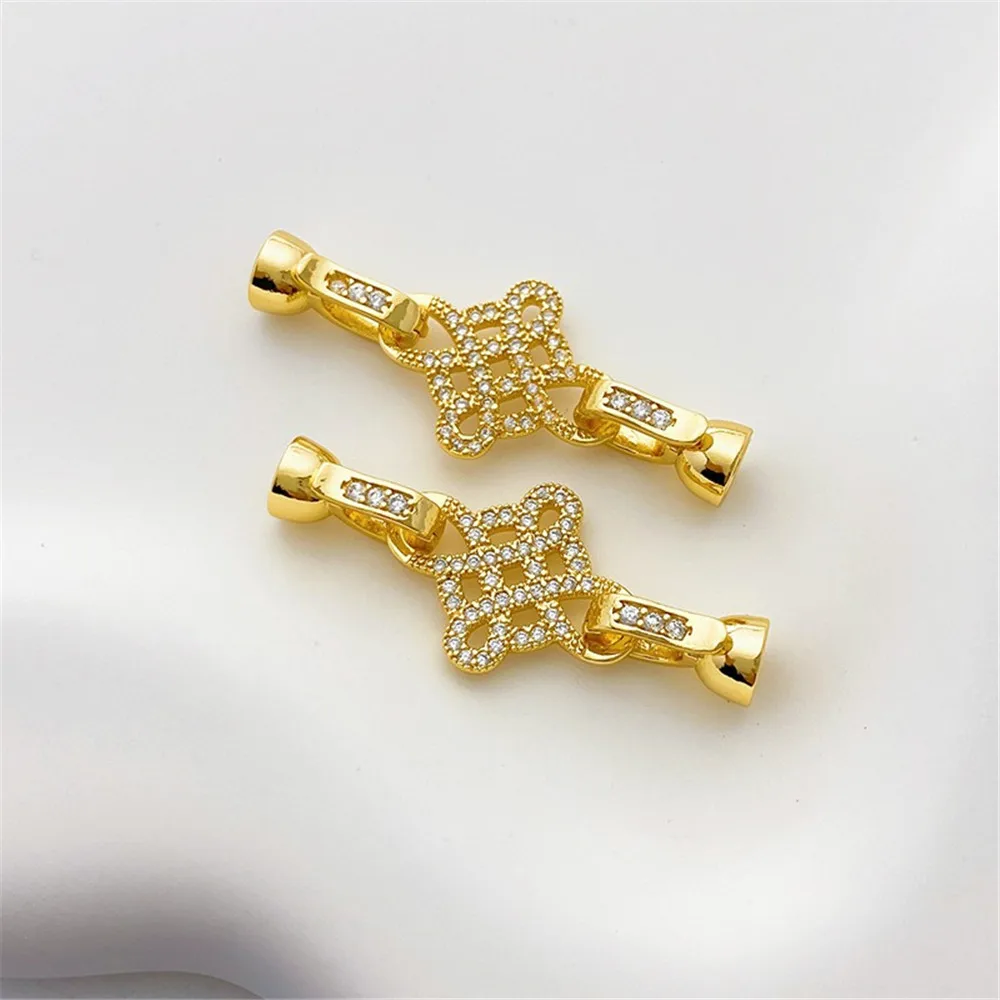 18K Gold Package Micro Inlaid Zircon Heart Butterfly Pearl Buckle Handcrafted DIY Bracelet Necklace Connection Closing Buckle