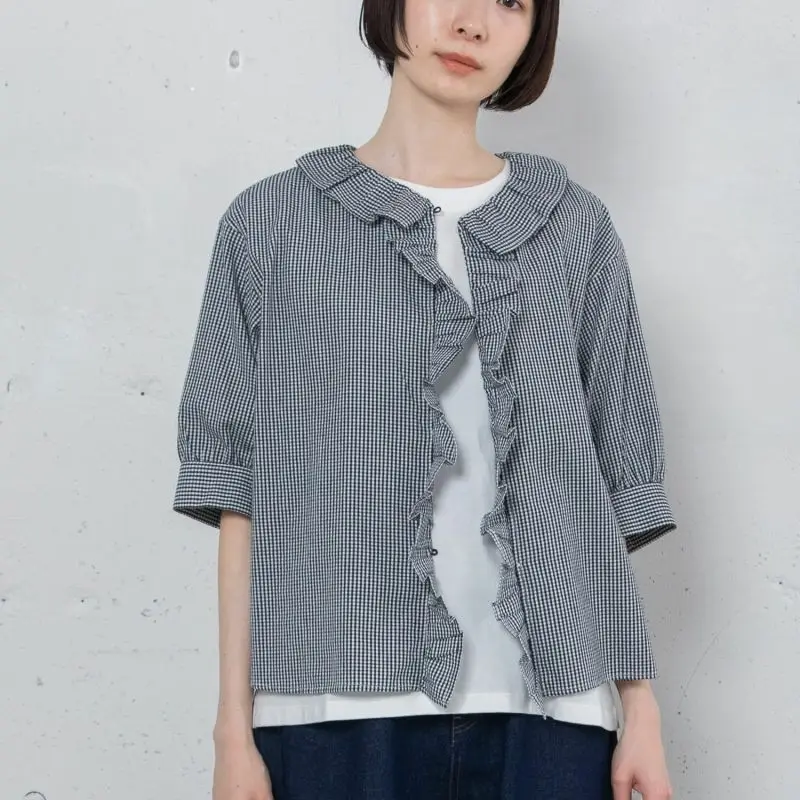 

Новая летняя женская блузка Sweet And Sli с кружевной отделкой, коротким рукавом, в японском стиле, свободного кроя, из хлопка, для повседневной носки