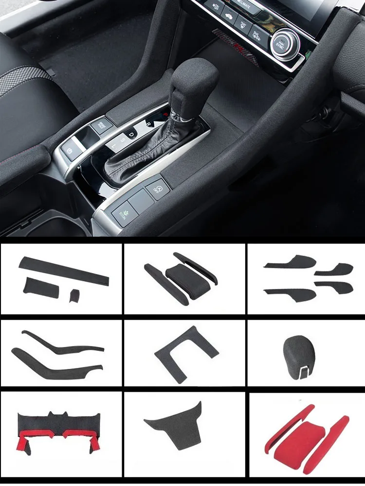 Door Panel, Side Cup Panel Strip Fit for HONDA CIVIC 10th 2016 2017 2018 2019 2020 2021 TOP SUEDE Overlays Grey Interior
