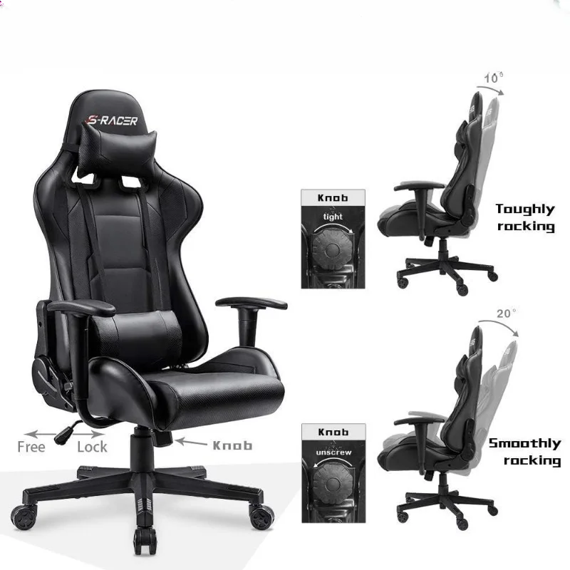 Gaming Chair, Office High Back Computer Chair Leather Desk Racing Executive Ergonomic Adjustable Swivel Task Chair