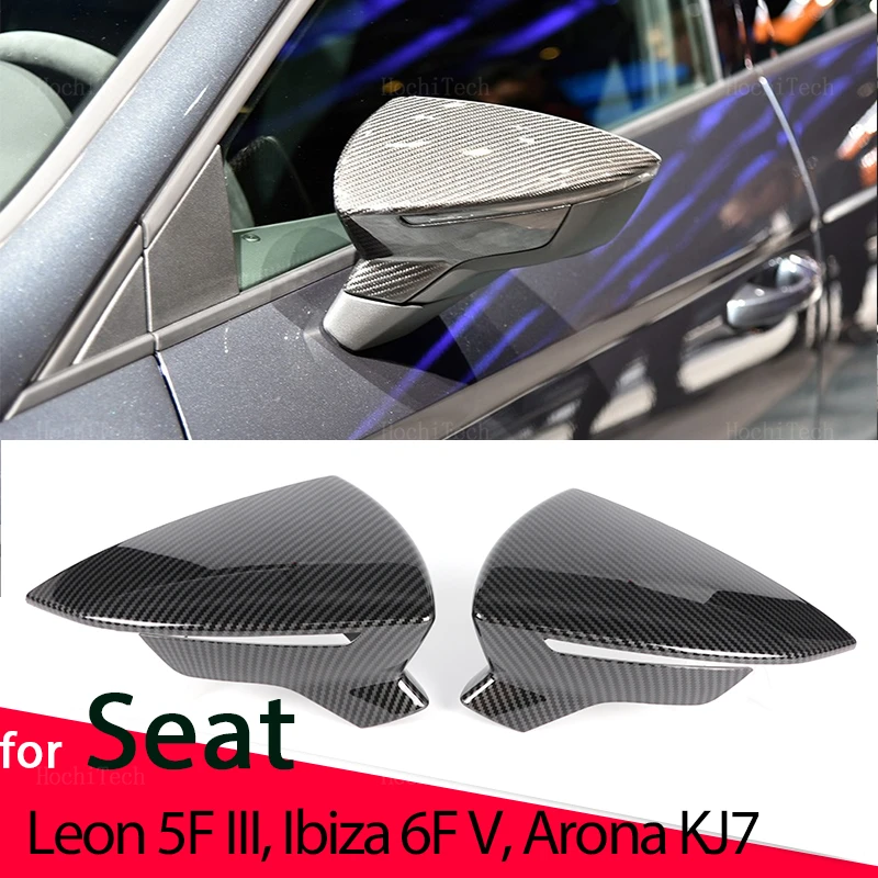 Carbon Fiber Rearview Mirror Cap Wing Side Mirror Cover Fit For Seat Leon Lion 5F III Ibiza 6F V KJ1 Arona KJ7 Carbon Look Black