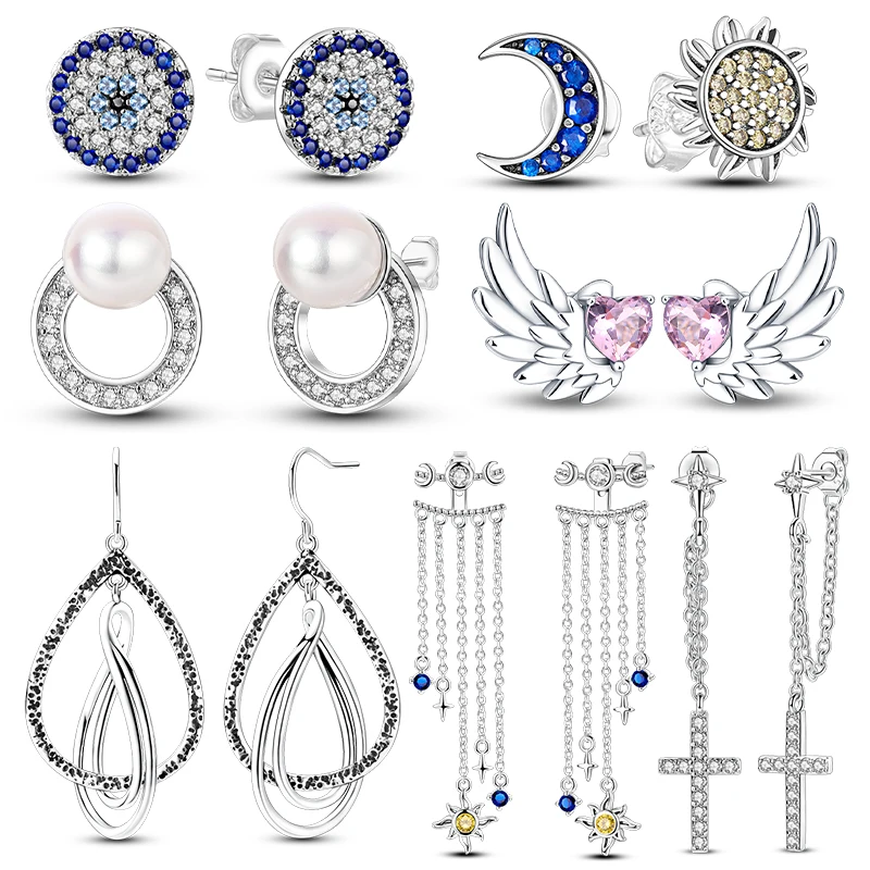 Original 925 Silver Exquisite Sun Moon Firefly, and Butterfly Earrings (Multiple Styles) For Women Luxury DIY Jewelry Daily Gift