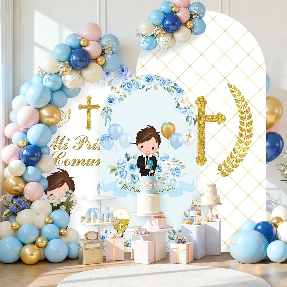 

Тематическая арка для детского душа, фон, односторонний мальчик, пастор, крест, синий декор, детский портрет, день рождения, фотофоны