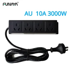 AU Power Strip Table Sockets 4 Outlets AC 110V 220 Embedded Hidden Black 10A 3000W with Extension Cord Furniture office Socket