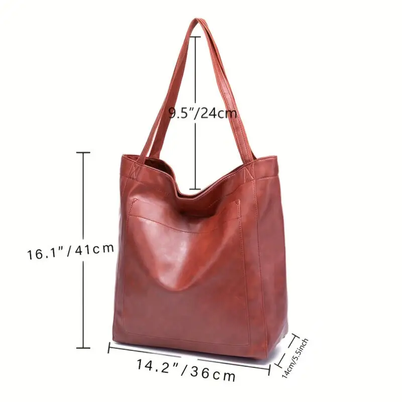 Retro Advanced Sense Large Capacity Women\'s Tote Bag with Pockets High Quality Oiled Waxed Leather Shoulder Bags Luxury Handbags