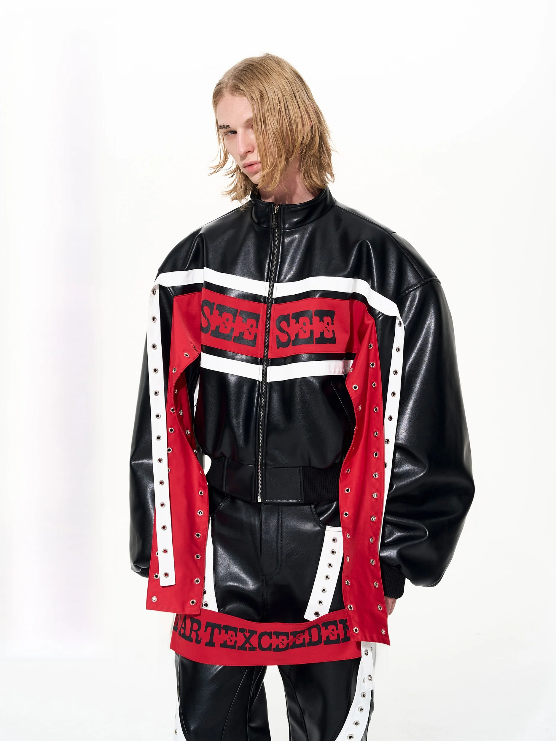 

Мужская зимняя байкерская куртка-бомбер SEE из искусственной кожи с утепленной хлопковой подкладкой, воротником-стойкой, коротким рукавом и застежкой-молнией