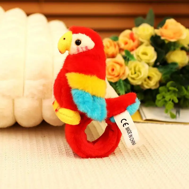 Bracelet perroquet sur pied de 12cm, jouet en peluche de Simulation, poupée faite à la main, dessin animé, coussin d'oreiller mignon, décoration de la maison