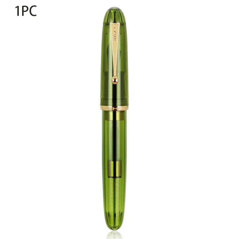 Jinhao 9019 Dadao Vulpen met fijne penpunt, maat 8, houder van volledig transparant acryl met gouden clip, groot formaat pen