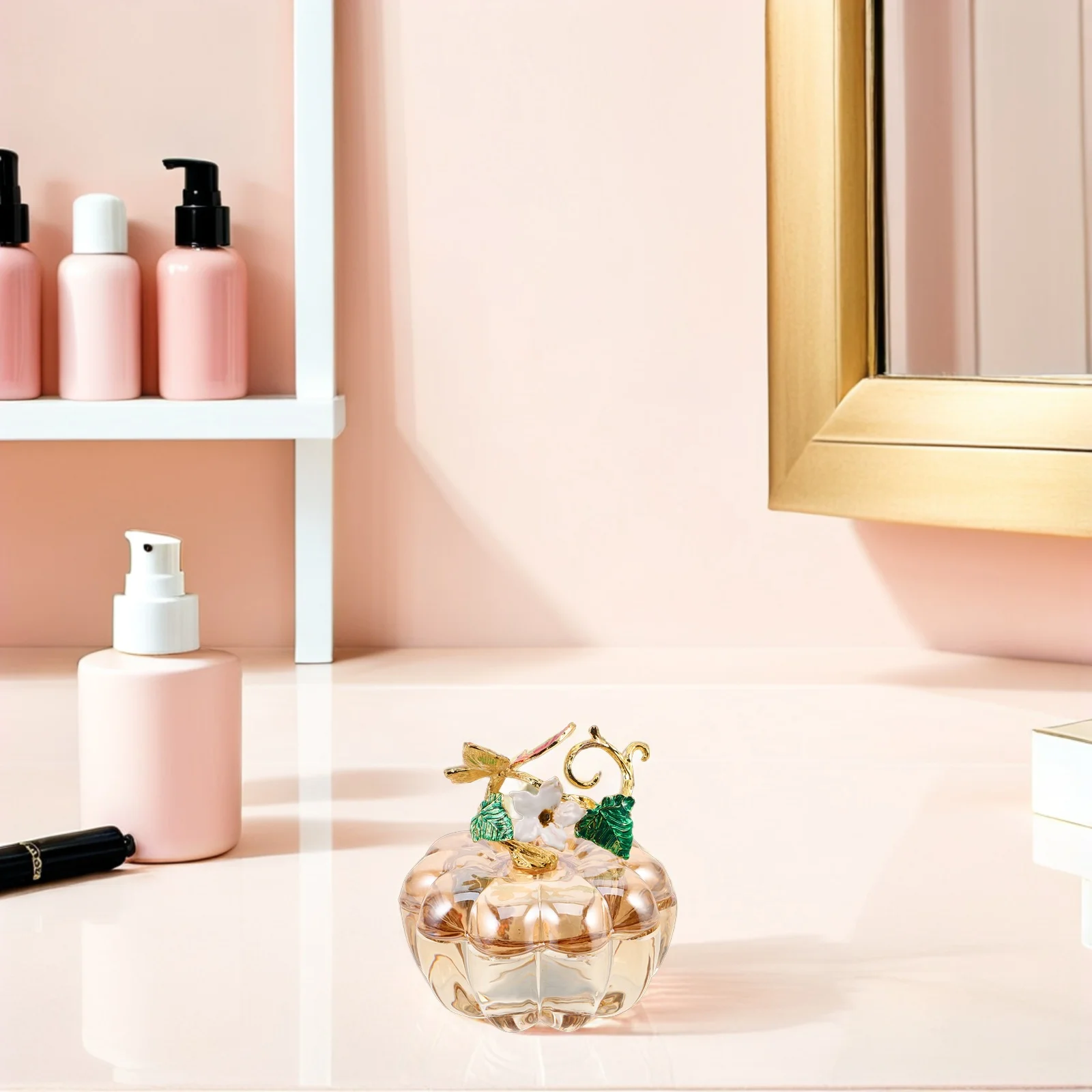 

Elegant Glass Pumpkin Jewelry Box with Cover Small Storage Jar for Necklace Earrings Candy Kitchen Canister Transparent