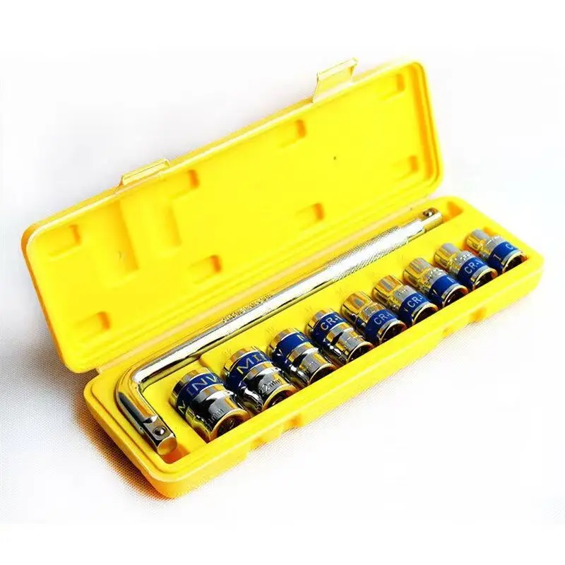 10Pcs 1/2 Inch Socket Wrench Set, CR-V L-Type Bent Handle Socket Kit, Blue Band Hex Sockets, Auto Repair Hand Tools with Storage
