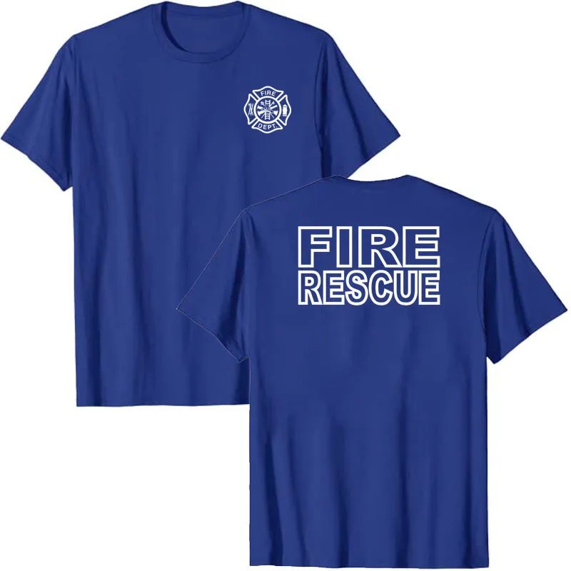 Fire Rescue T-Shirt Firefighter Maltese Cross Fire Department Women Men Clothing Short Sleeve Blouses Graphic Tee Tops