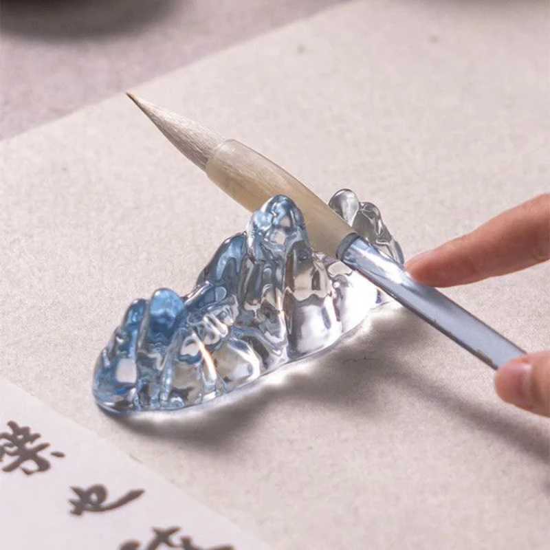 Colored Glaze Crystal Brush Rest Pen Hill Calligraphy Painting Paperweight Glass Ruler Brush Holder Penholder Art Desk Ornament