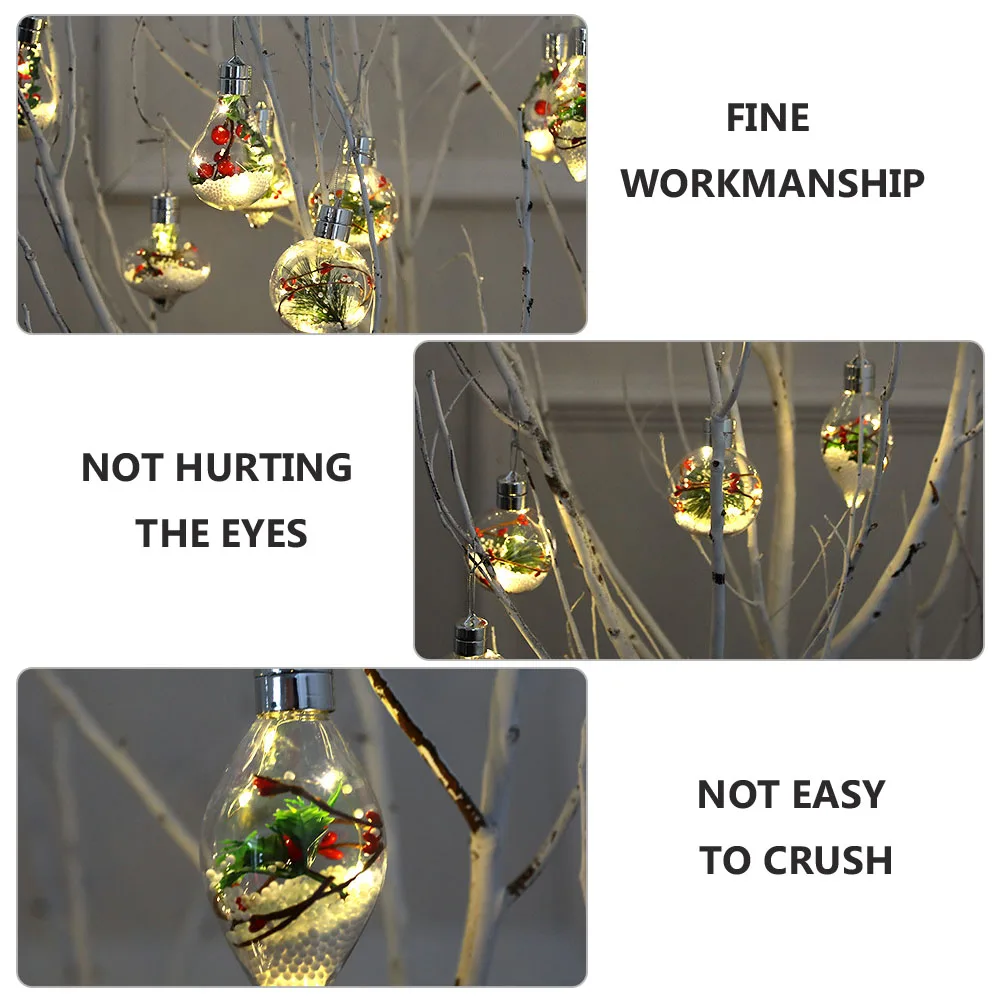 

4pcs Ball Shaped LED Pendant Christmas Light Bulb Decoration Holiday Tree naments Party Festive Wall Hanging