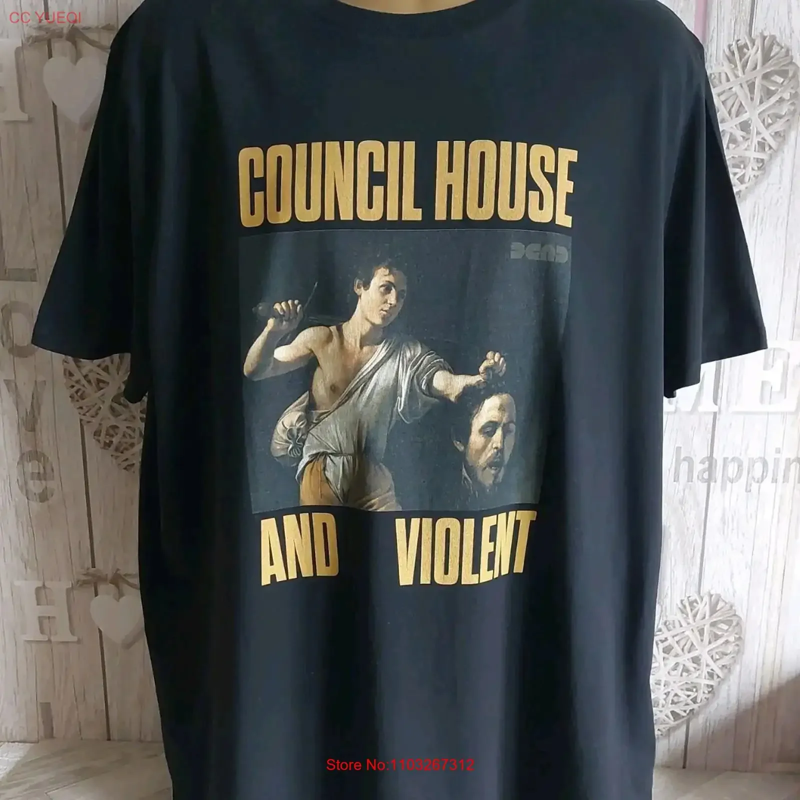 T-shirt vintage Rapanui pour homme, taille 2XL, motif David Goliath Council House Violent CHAV, en coton biologique, légèrement délavé, idéal pour le quotidien