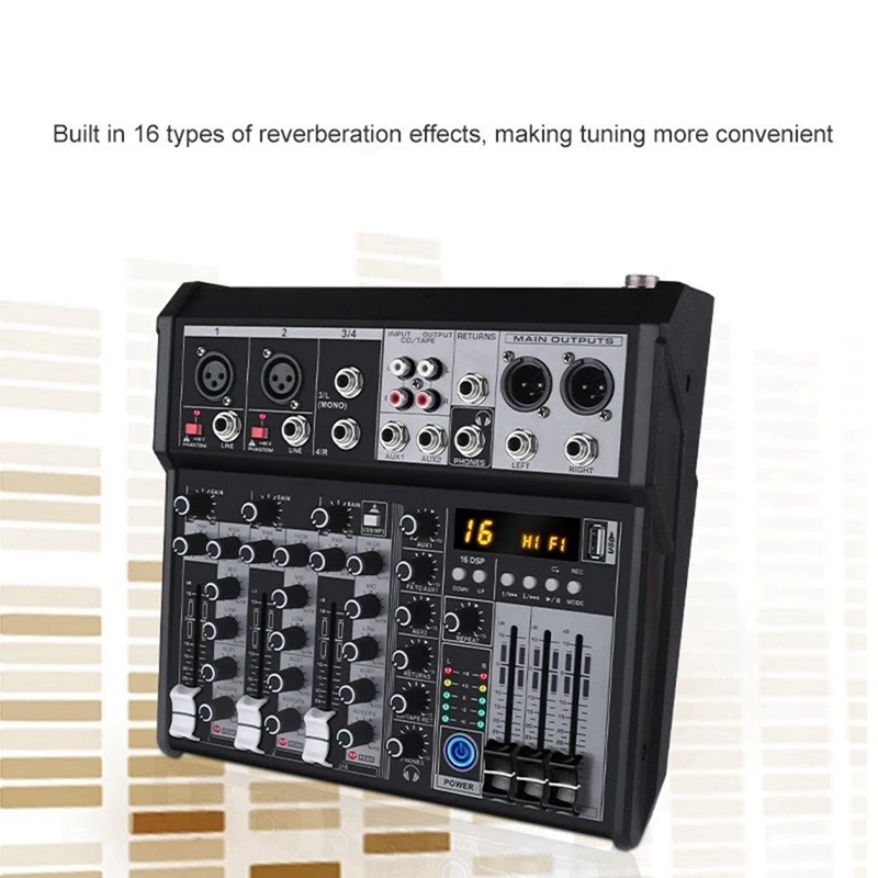 SCLS 4 قناة بلوتوث جهاز مزج الصوت الصوت خلط وحدة التحكم واجهة الصوت USB كارت الصوت لمرحلة الاستوديو DJ المنزل