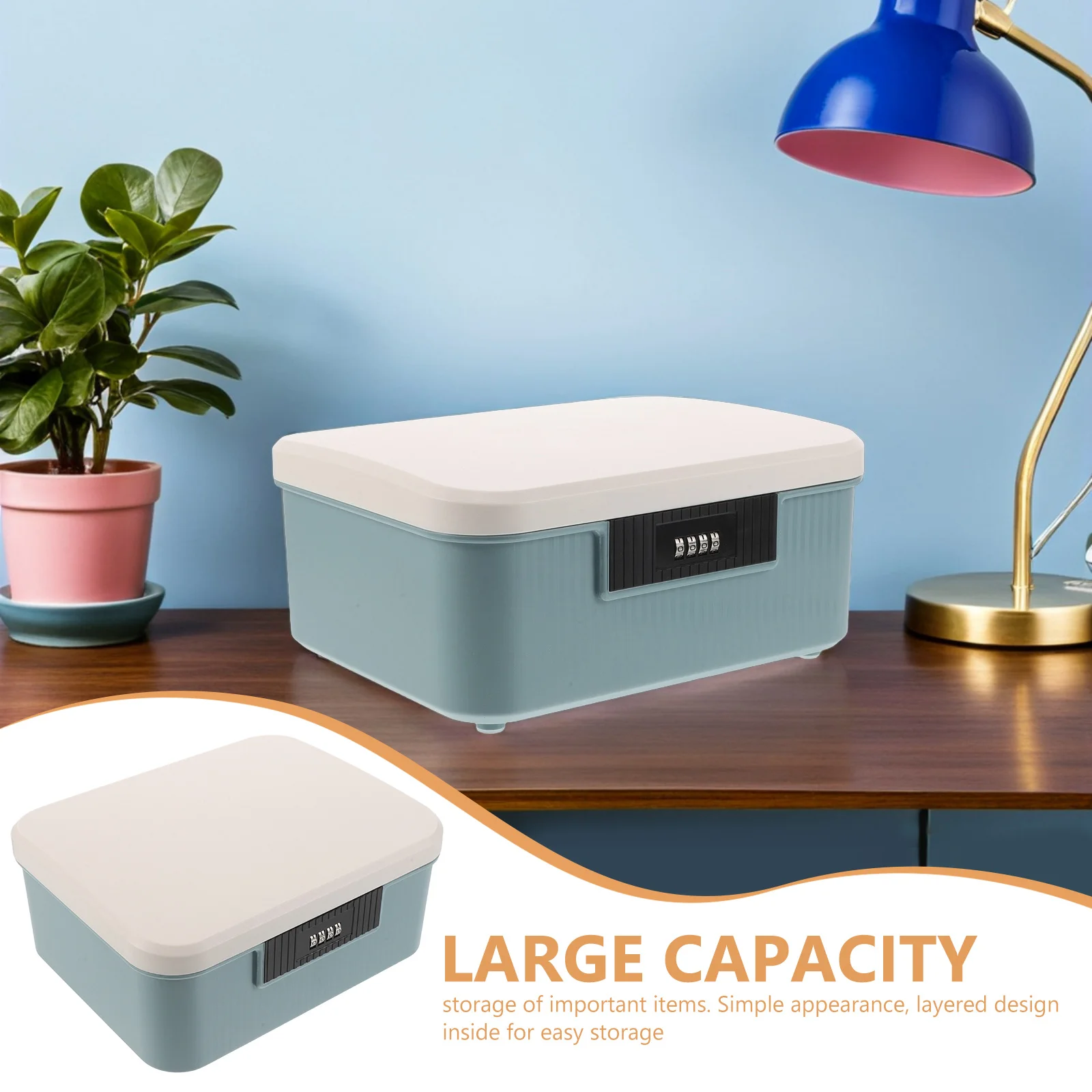 Password Lock Box 9L Large Capacity Secure Storage Container For Medicine Cash Jewelry Keys Documents Lockable Organizer Bin