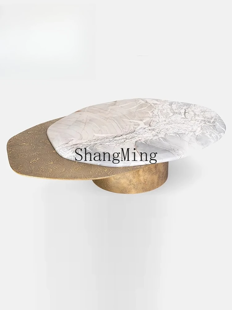 

ZJH postmodern marble rotatable coffee table small apartment designer tea table creative coffee table