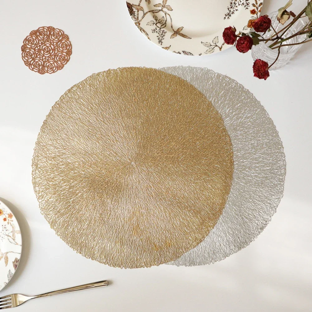 PVC Insulated Circular Placemats with Artistic Patterns Set of 6 for Enhancing Dining Experience in Various Settings