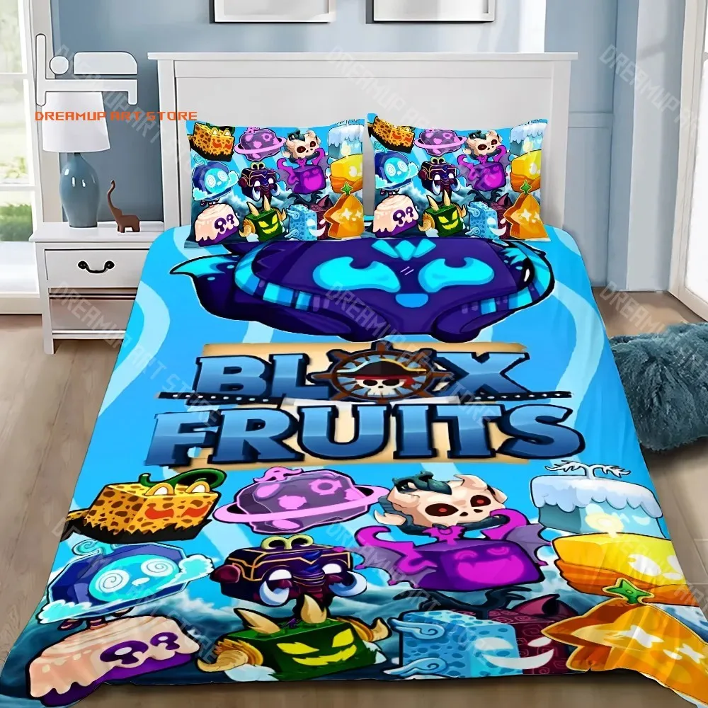 2026 Cartoon 3D Game B-blox Fruits Duvet Cover Pillowcase Bedding Set Adult Boy Girl Bedroom Decoration Children Single Double S