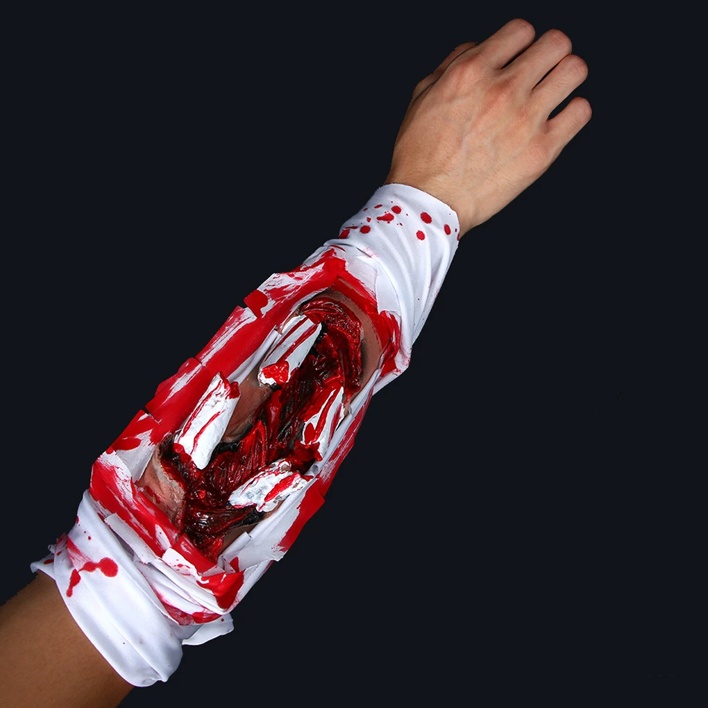 Halloween Silicone Cloth Bandage Simulated Bloody Wound Arm Wrist Cover Horrible Halloween Decoration Props