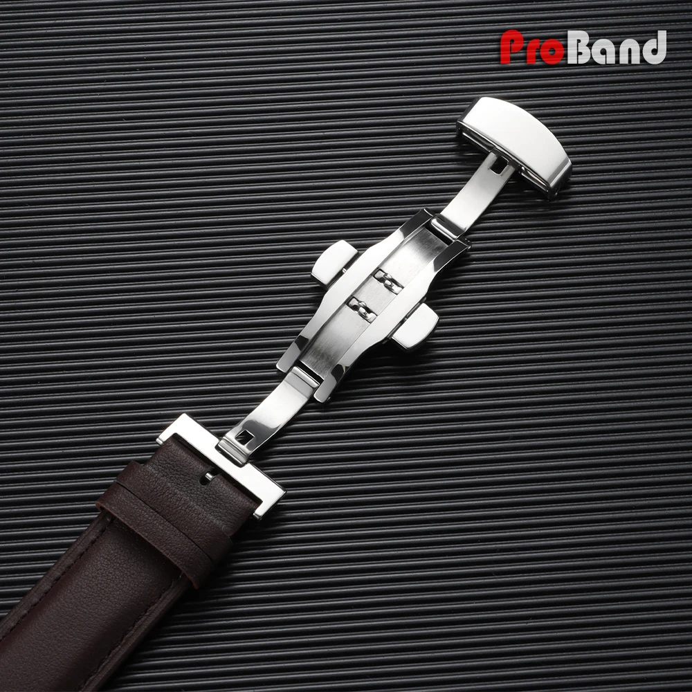 Leder-Uhrenarmband 12 13 14 15 16 17 18 19 20 21 22 23 24mm Armbänder Goldene Schmetterlings-Schnalle Weiches Armband Schwarz Braun Herren Handgelenksriemen – Detail 7