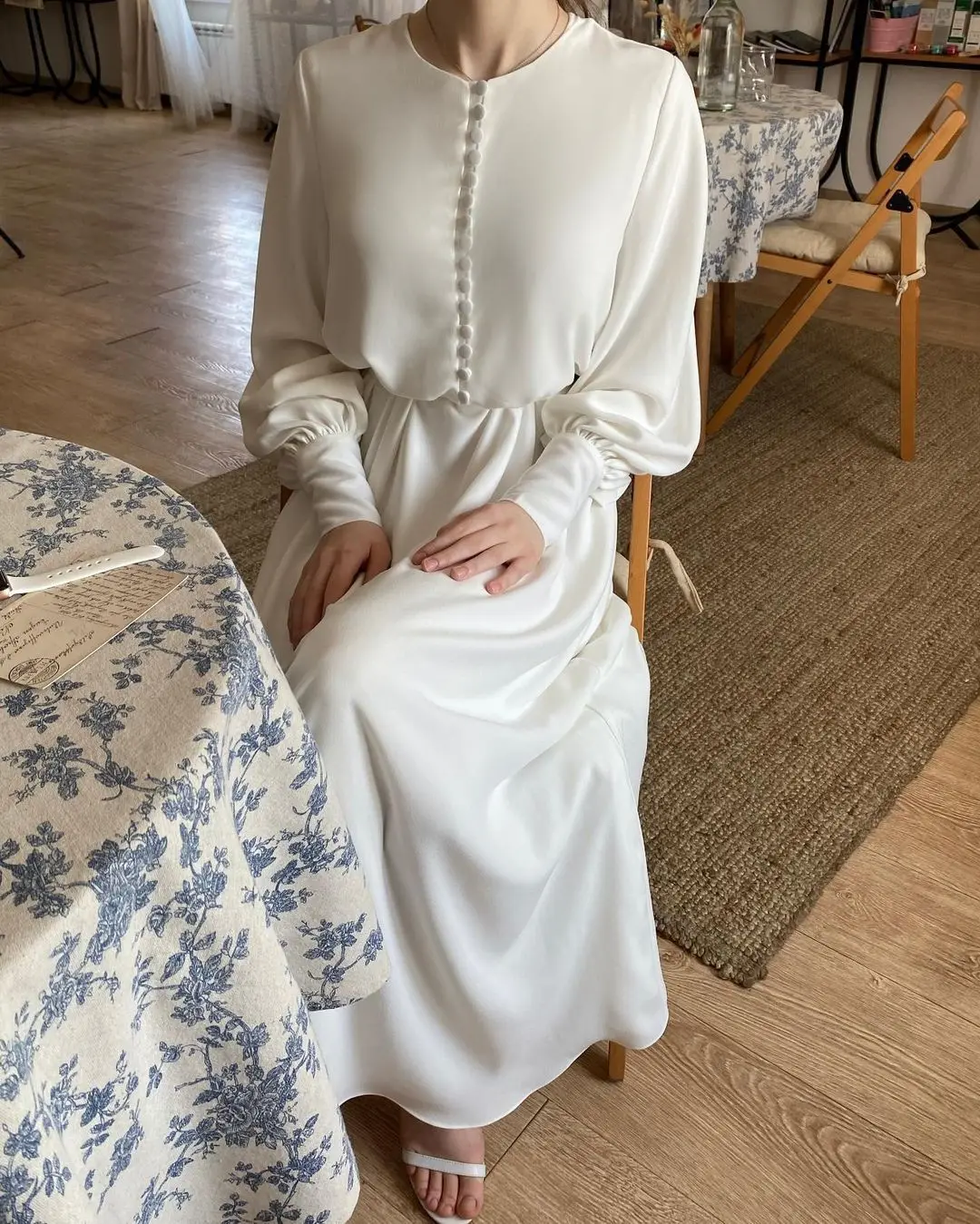 

Elegant Dubai Arabic Islamic Temperament Muslim Plain Robe Muslim Maxi Dresses for Women Arabian Simple Loose Solid Shirt Dress