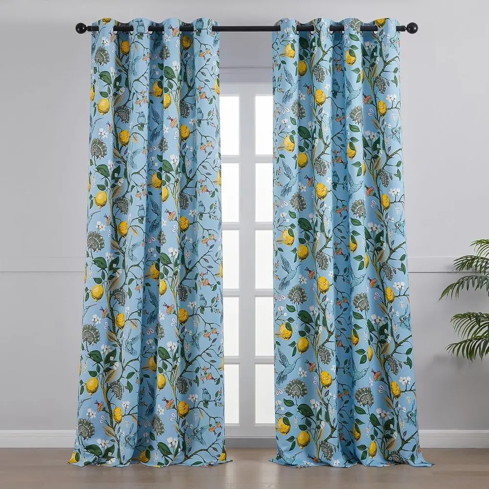 Rideaux floraux et colibri aquarelle Style ferme 96 avec occultant et isolation thermique pour le salon