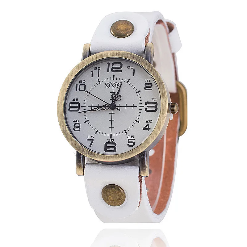 Reloj de pulsera de cuero Vintage para mujer, reloj de pulsera clásico antiguo de alta calidad, reloj de cuarzo de lujo para mujer, estilo Neutral