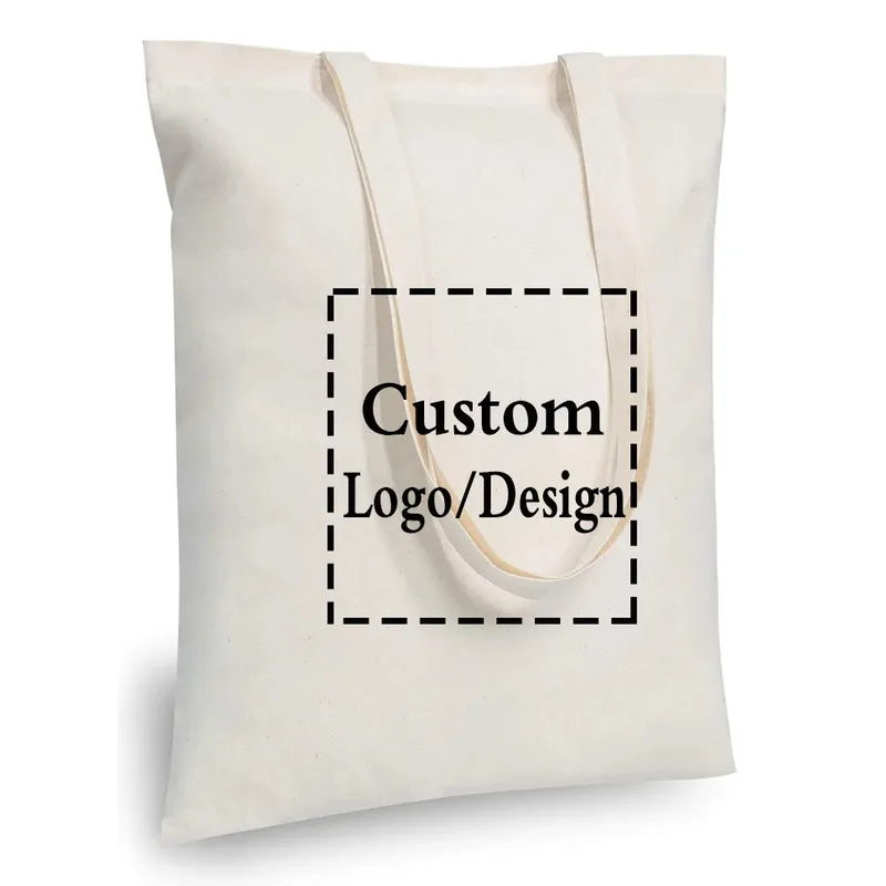 

5/12/24pcs/lot Custom Bags Wholesale Canvas Images Logo Design Shopping Personalized Customized Women Large Tote Bag Ziper