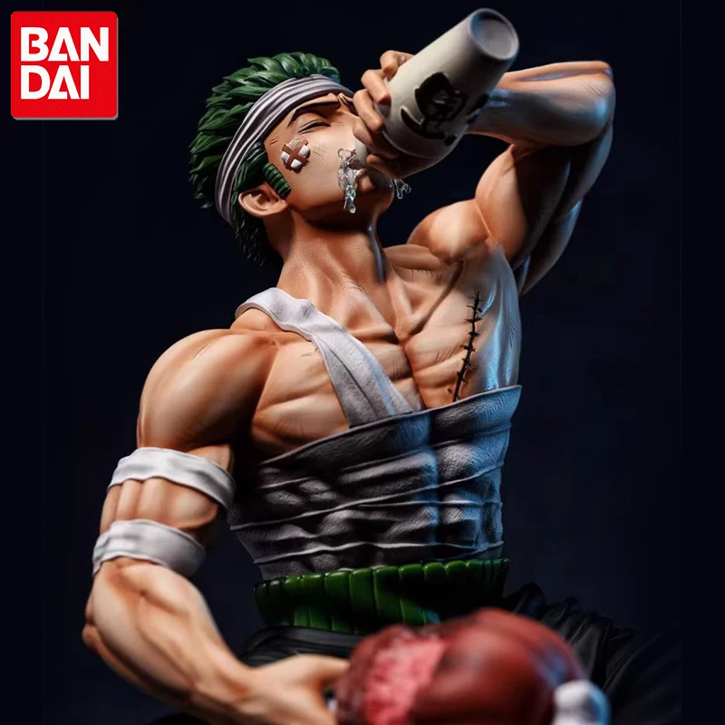 15cm One Piece Zoro Figure GK Injured Drinking Roronoa Zoro Anime Action Figure PVC Statue Model Doll Toys Kid Birthday Gifts