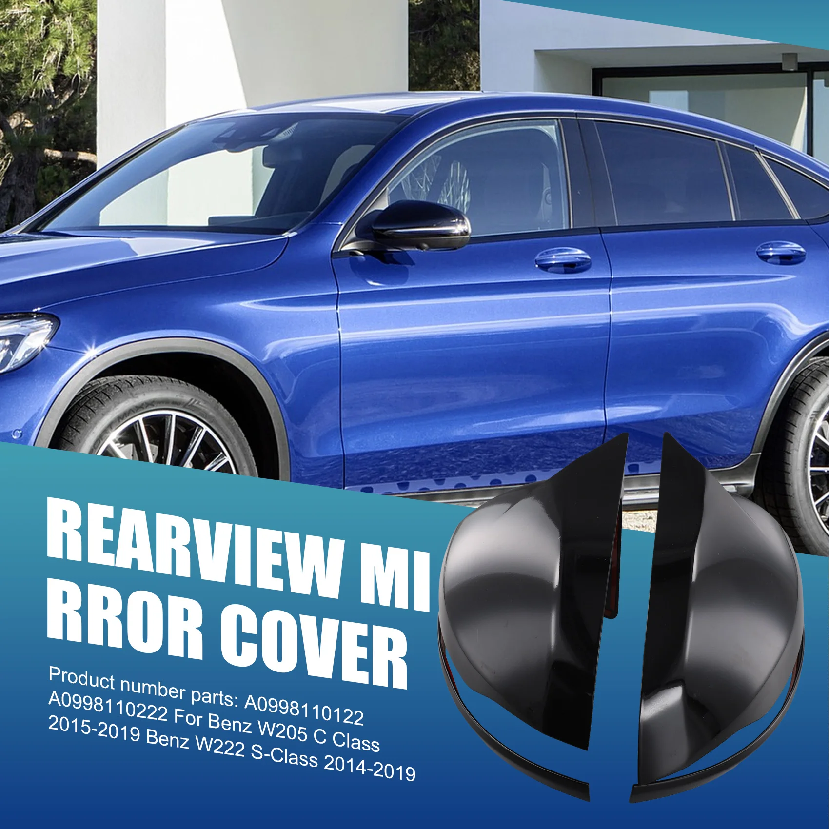 

Прочная боковая крышка зеркала заднего вида в рогатом стиле для Mercedes Benz W205, черная