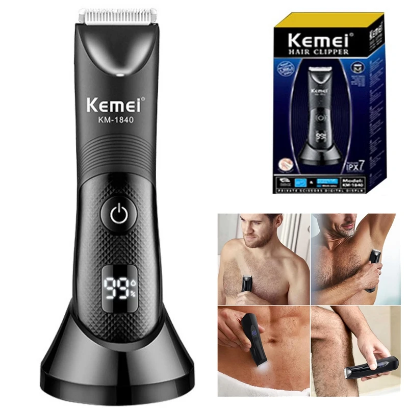 Kemei Groin Body Trimmer For Men And Women Shaver Electric Facial Beard Bikini Hair Trimmer Washable Pubic Ball Hair Remover