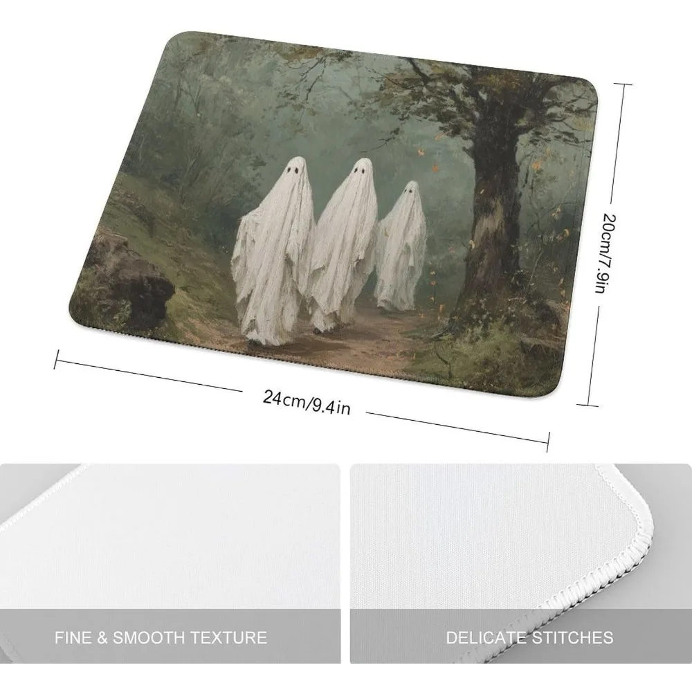 Antique-Style Ghosts Stroll Woodland Mouse Mat for Office and Laptop Desk with Grippy Rubber Base
