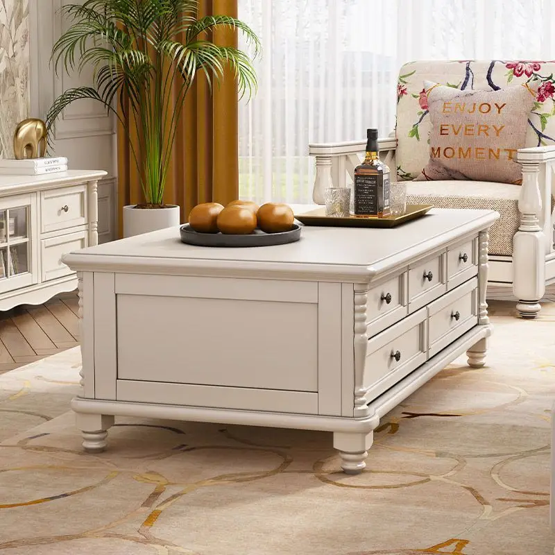 room coffee table TV cabinet combination small apartment style white kung fu tea table combination ten coffee table