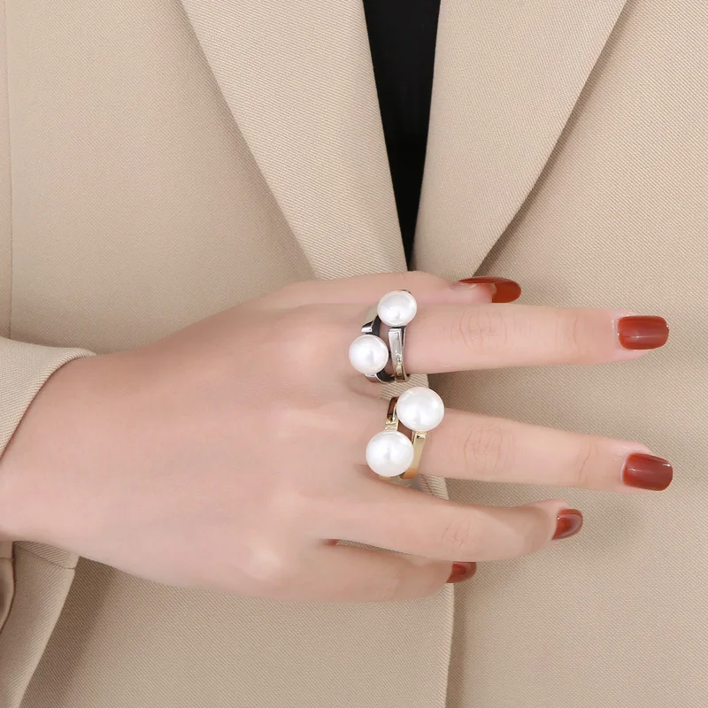 Elegant Shell Simulated Pearl Rings for Women Girl Gold Silver Color Stainless Steel Ring Wedding Party Luxury Fine Jewelry Gift