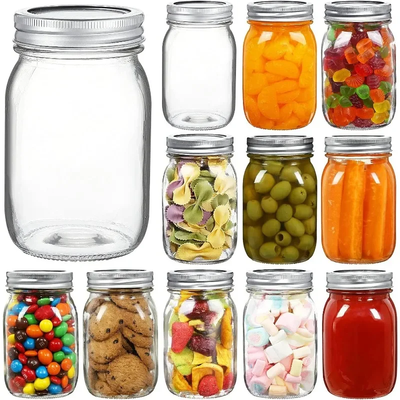 16 oz Wide Mouth Mason Jars 12 Pack Glass Canning Jars with Airtight Lids and Bands