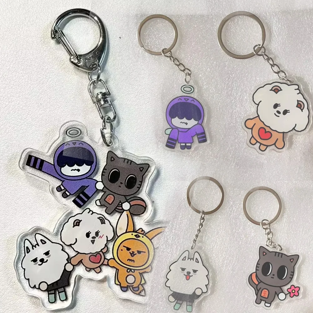 Popular Korean Boy Group T-T SooBin YeonJun TaeHyun Animal Transparent Acrylic Keychain Star Bag Pendant Accessories Fans Gifts