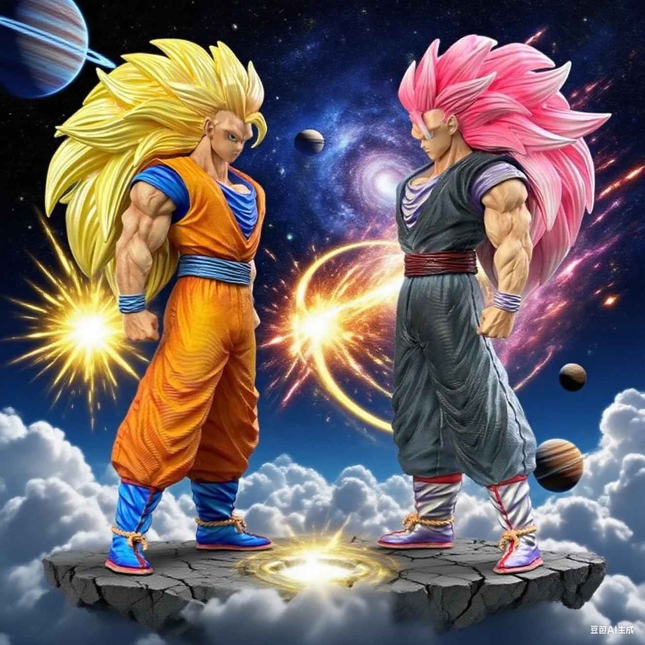 

New Dragon Ball Jt Modified Starry Orbit Super Saiyan Rose Super Saiyan 3 Goku Static Statue Figurine Anime Trendy Toy Ornaments