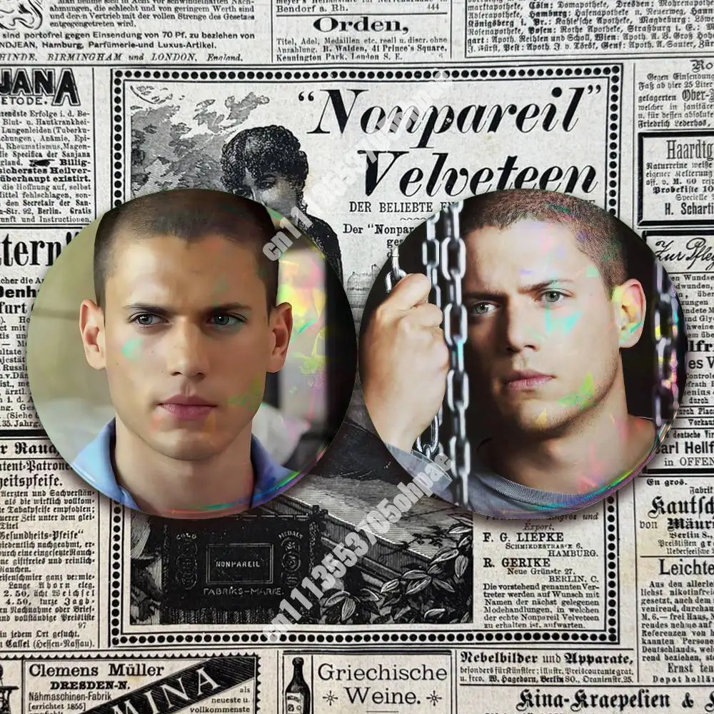 P-Prison Break-S Michael Scofield Pin Badge 2PC Sets for Accessories & Bags & Clothes Metal Button Creative Gift