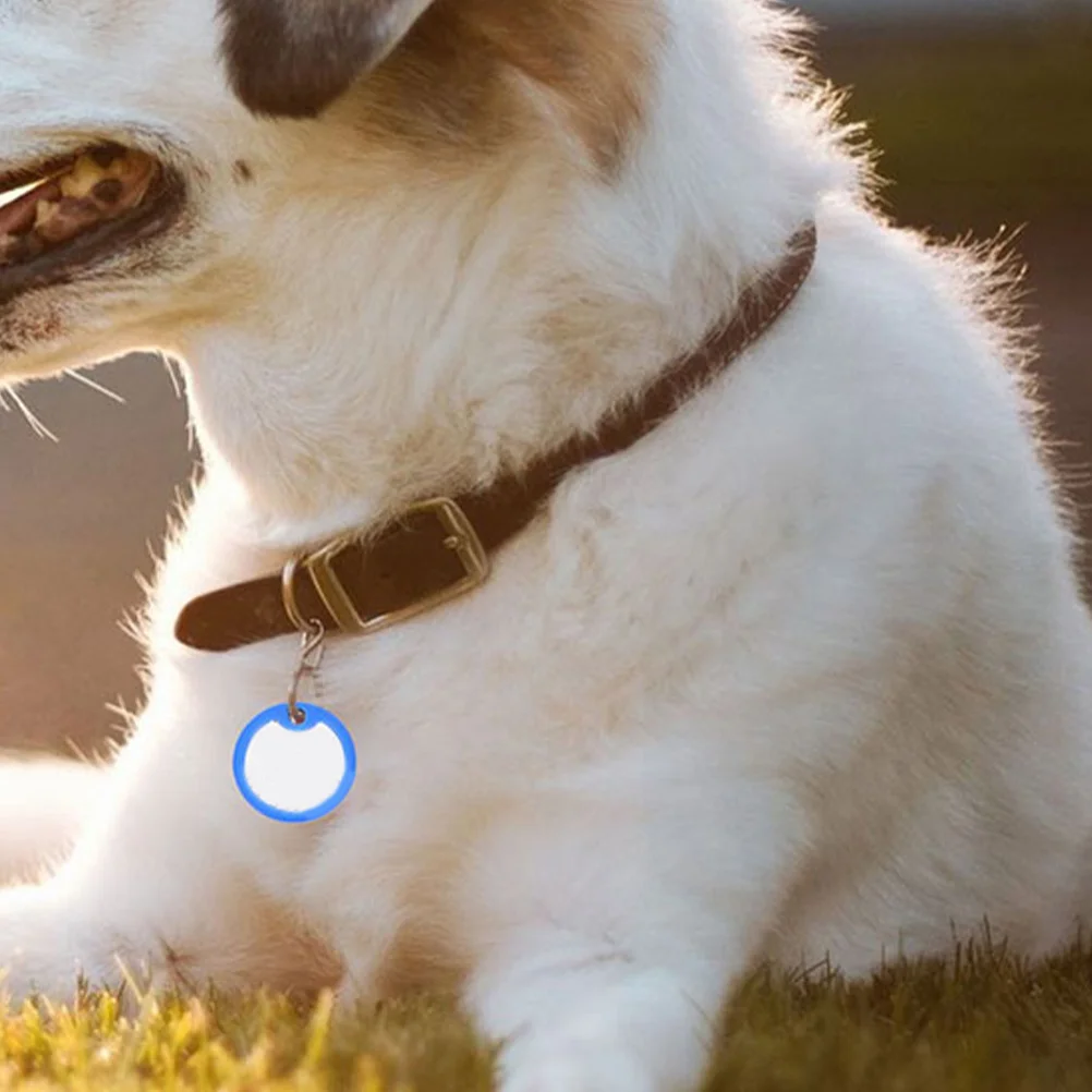 

8pcs Blue Silicone Dog Silencers Noise Reduction Pet Collar Protector Round Dog Id Tag Covers For Small Dogs Rubber Tag Rings
