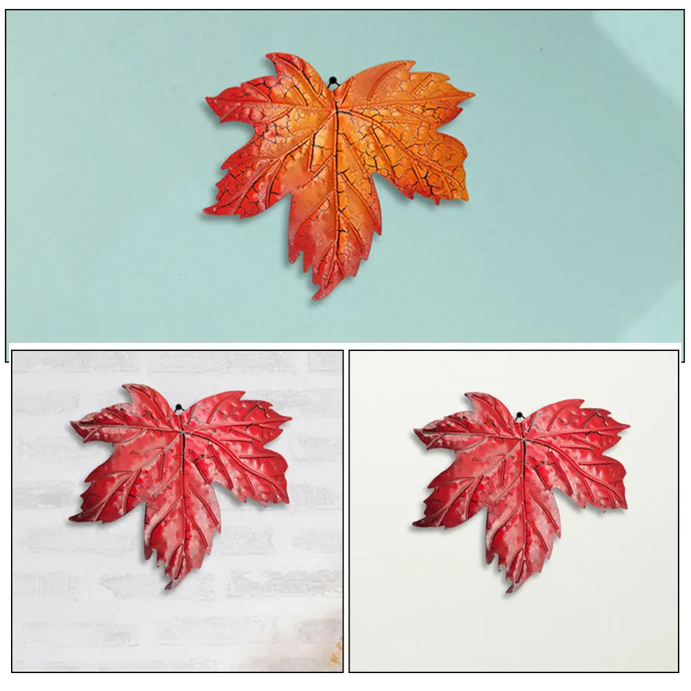 2Pcs Leaf Wall Decor Metal Sculptures Realistic Crack Patterns Indoor Outdoor Fall Autumn Wall Art Metal Leaf Hanging