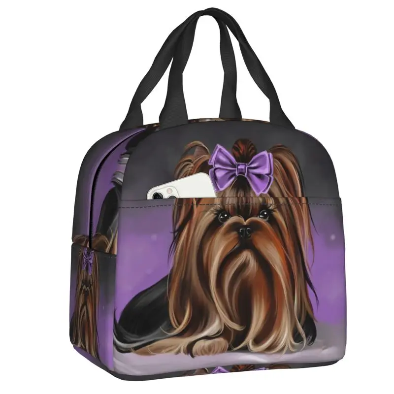 Yorkshire Terrier Dog Resuable Lunch Boxes for Women Waterproof Yorkie Lover Thermal Cooler Food Insulated Lunch Bag Office Work