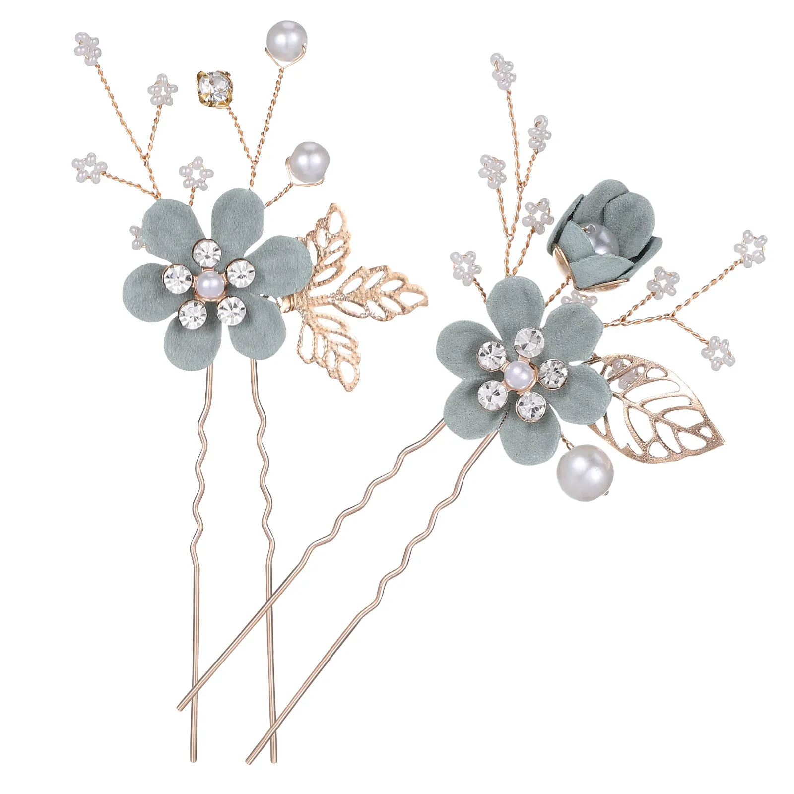 

2 шт. свадебные заколки для волос U-образной формы с тканевыми цветами, элегантные легкие аксессуары для невесты, заколки для фотосессий и вечеринок