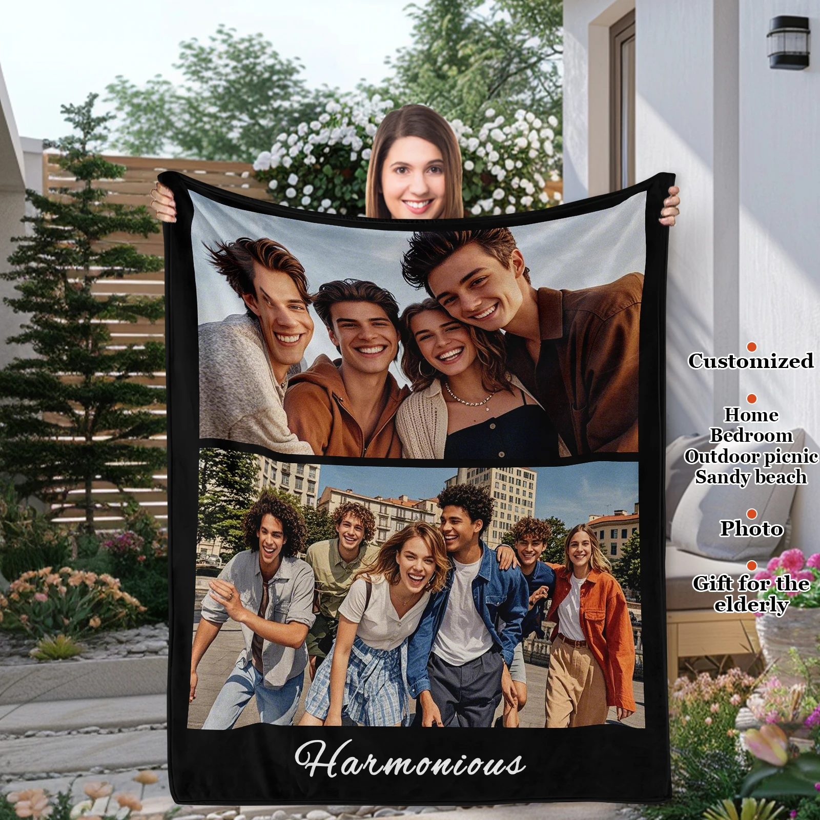 Best Friend Student Time Creative Memorial Customized Blanket Wonderful Moments with Best Friends on College Campus Unique Gift