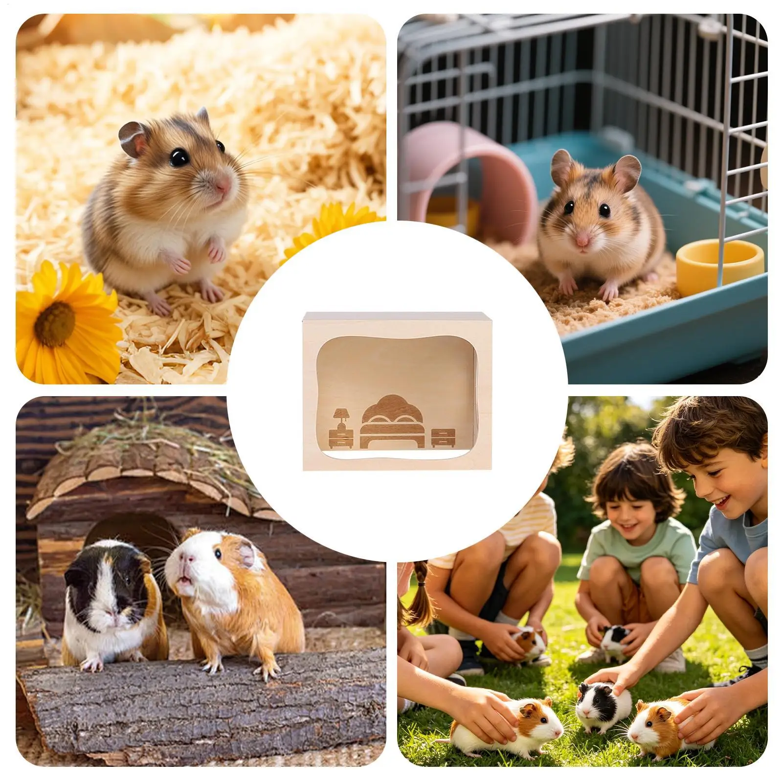 

Hamster House Openable Top Wooden Tunnel Mouse Toy Hamster Enclosure For Climbing Play Exploration Bunny Chinchilla Ferret Small